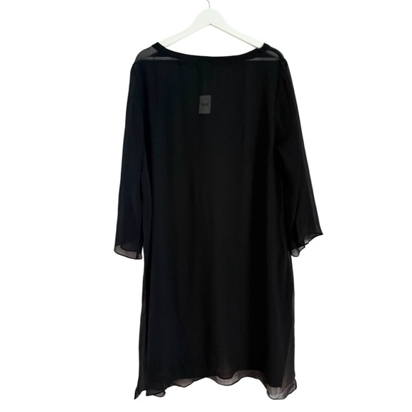 NWT J. Jill 100% Silk Wearever Collection Sheer 3/4 Sleeves Dress Black Size XL - Picture 2 of 9